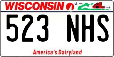 WI license plate 523NHS