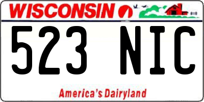 WI license plate 523NIC