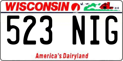 WI license plate 523NIG