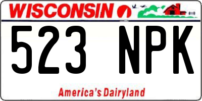 WI license plate 523NPK