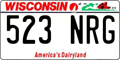 WI license plate 523NRG