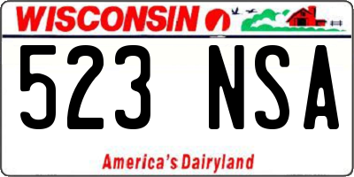 WI license plate 523NSA