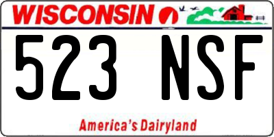 WI license plate 523NSF