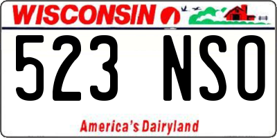WI license plate 523NSO