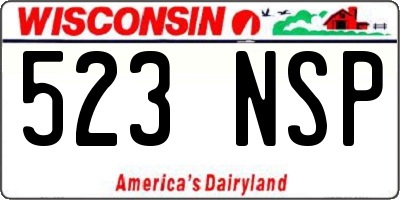 WI license plate 523NSP