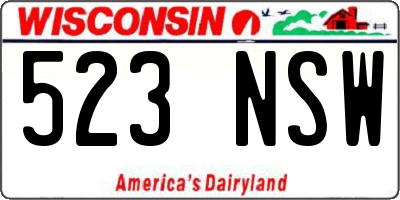 WI license plate 523NSW