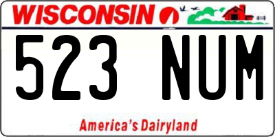 WI license plate 523NUM