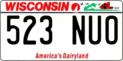 WI license plate 523NUO