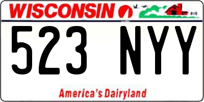 WI license plate 523NYY