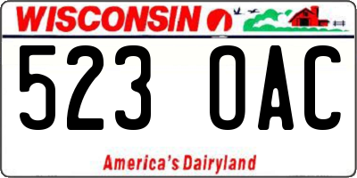 WI license plate 523OAC