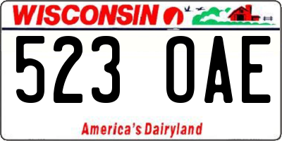 WI license plate 523OAE