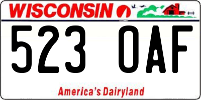 WI license plate 523OAF