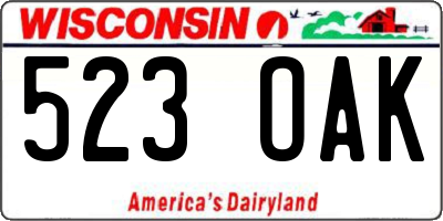WI license plate 523OAK