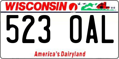 WI license plate 523OAL