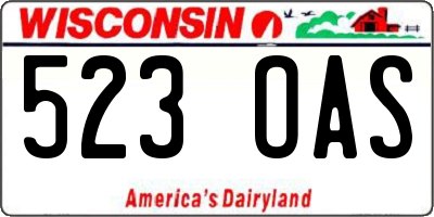 WI license plate 523OAS