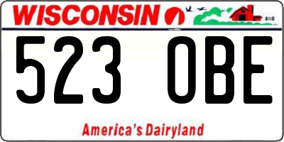 WI license plate 523OBE