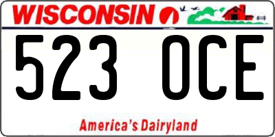 WI license plate 523OCE