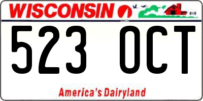 WI license plate 523OCT