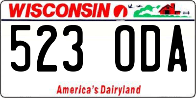 WI license plate 523ODA