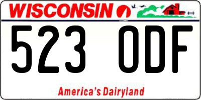 WI license plate 523ODF