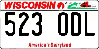 WI license plate 523ODL