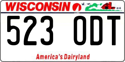 WI license plate 523ODT