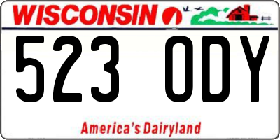 WI license plate 523ODY