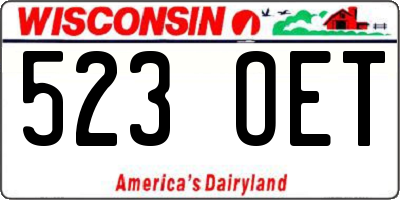WI license plate 523OET