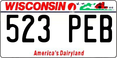 WI license plate 523PEB