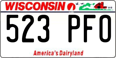 WI license plate 523PFO