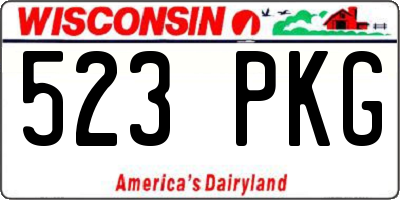 WI license plate 523PKG