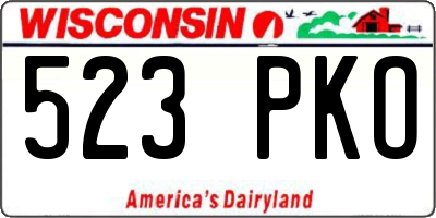 WI license plate 523PKO