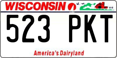 WI license plate 523PKT