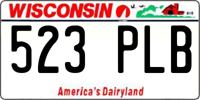 WI license plate 523PLB