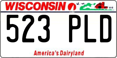 WI license plate 523PLD