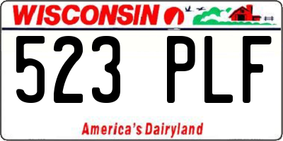 WI license plate 523PLF