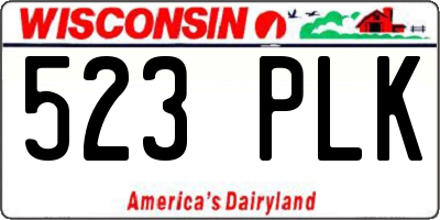 WI license plate 523PLK