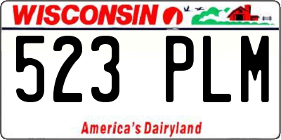 WI license plate 523PLM
