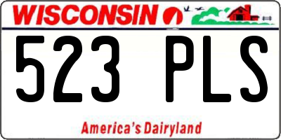 WI license plate 523PLS