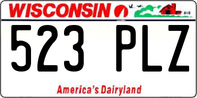 WI license plate 523PLZ