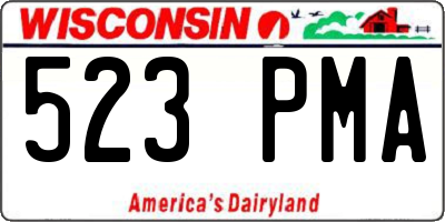 WI license plate 523PMA