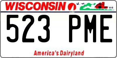 WI license plate 523PME