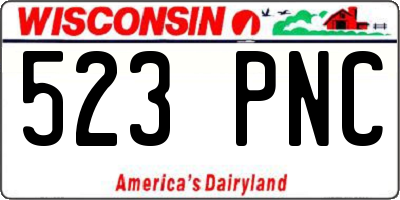 WI license plate 523PNC