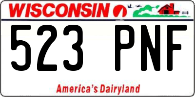 WI license plate 523PNF