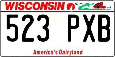 WI license plate 523PXB