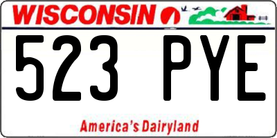WI license plate 523PYE