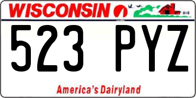 WI license plate 523PYZ