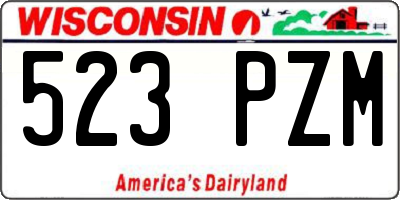 WI license plate 523PZM
