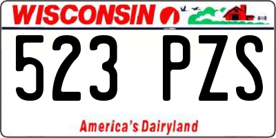 WI license plate 523PZS