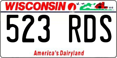 WI license plate 523RDS
